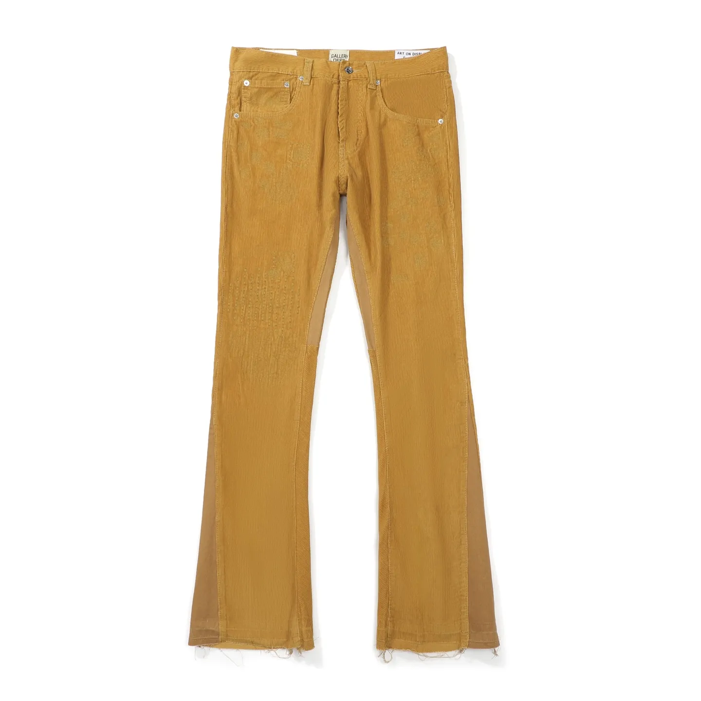 P240 Chrome Hearts Gallery 2025 corduroy spliced ​​multi-pocket couple bootcut jeans are a hot trend this season and are sought after by countless celebrities and fashionistas. The neat details of the cutting process add color to the playful fashion! The neat and meticulous design, and the well-fitting structure is unique. The upper body not only has outstanding recognition, but also looks younger and younger. A style with the ultimate wearing meaning and performance, gorgeous color matching, and the craftsmanship of this style is also extremely extraordinary. After the finished product is washed, it is disassembled and hand-made with sheepskin cross leather and then spliced ​​together to complete. The whole piece has too many craftsmanship to describe. It is decorated with patchwork cross flowers and high-waisted washed jeans! ! Absolutely high-end luxury product, a god-level single product, a super popular product, made with top heavy industry, a magic weapon that cannot be missed to hit the streets. Size: 28 30 32 34 36 Color: Yellow